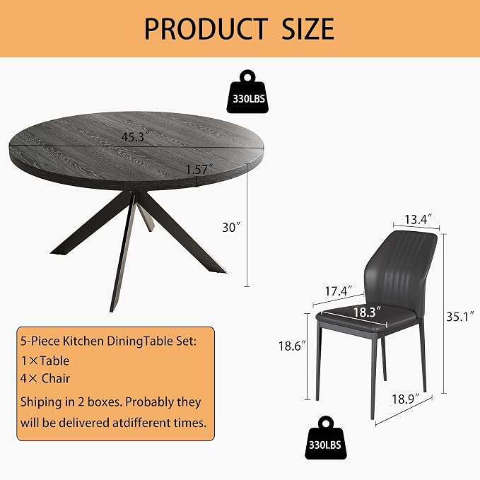 Zerifevni 45.3" Round Dining Table Set - Image 6