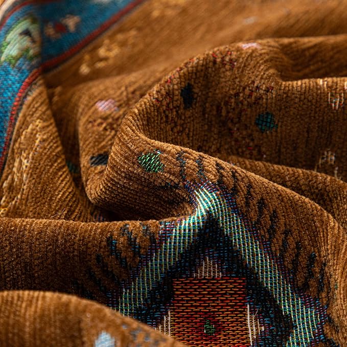 VClife Bohemian Couch Cover, Vintage Moroccan Tribal Geometric Chenille Couch - Image 7