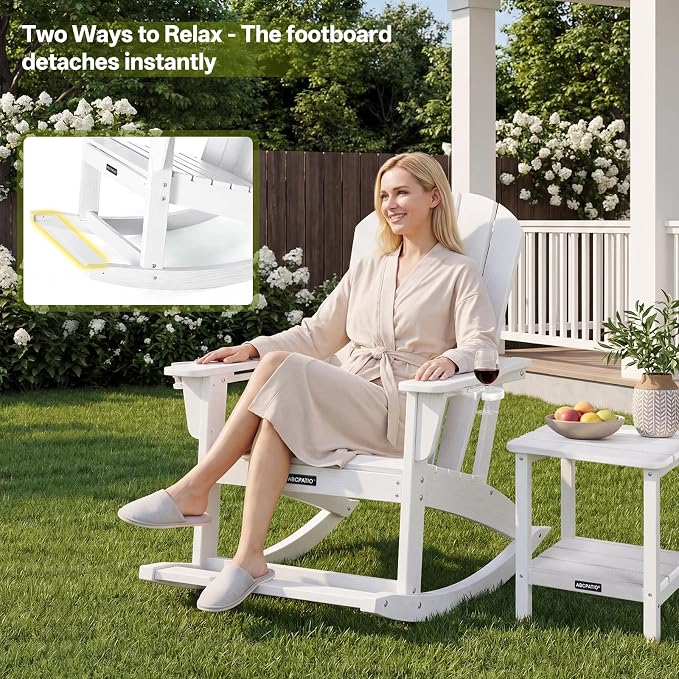 Outdoor Oversized Adirondack Rocking Chairs, All Weather HDPE Patio Rocking - Image 5