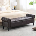 Storage Bench for Bedroom, Faux Leather King Size Bench by HOMYKA