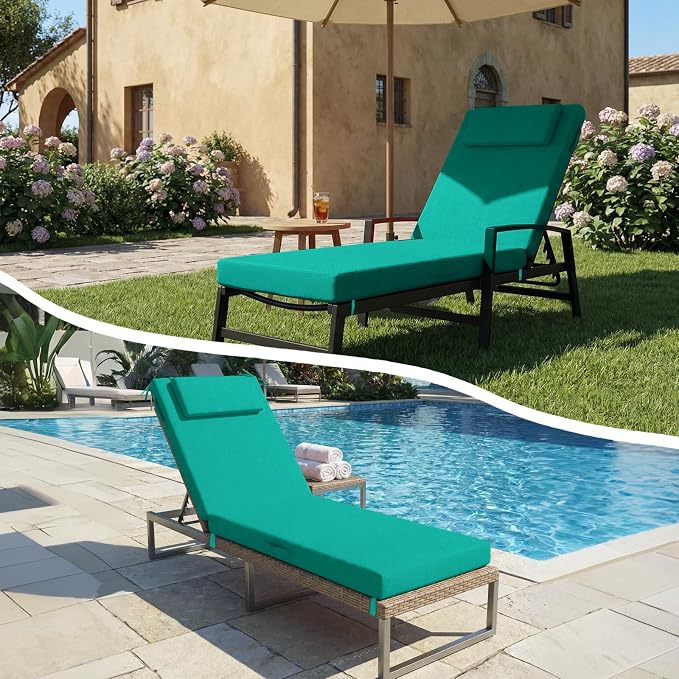 Outdoor Chaise Lounge Cushions, 71x21 Inch Olefin Water & Fade Resistant Pool - Image 7