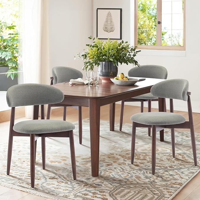 COLAMY Wooden Dining Room Chairs Set of 2, Modern Upholstered Fabric Dining - Image 3