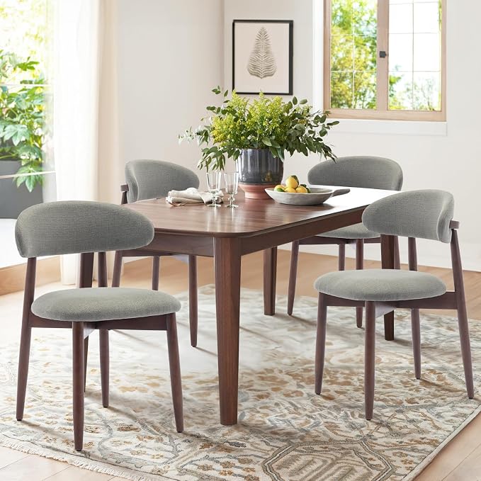 COLAMY Wooden Dining Room Chairs Set of 4, Modern Upholstered Fabric Dining by COLAMYHOME