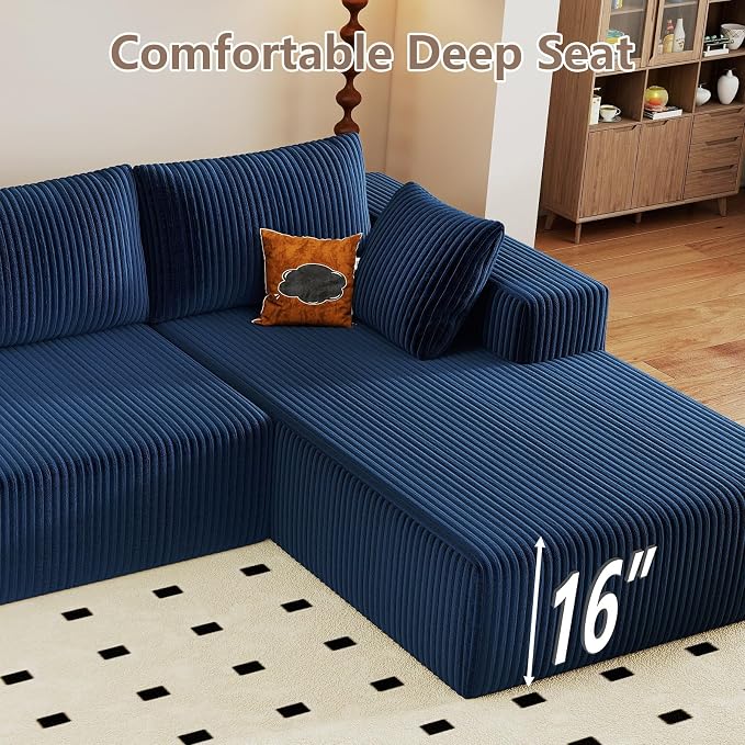 95" Cloud Sectional Couch with L-Shape Chaise, Modular Comfy Sofa Chaise Longue - Image 7
