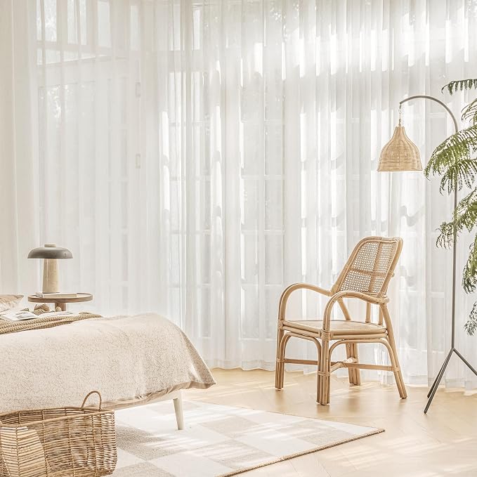 FMFUNCTEX Linen Sheer Curtains for Bedroom, Natural Flax Blend Window Draperies - Image 8