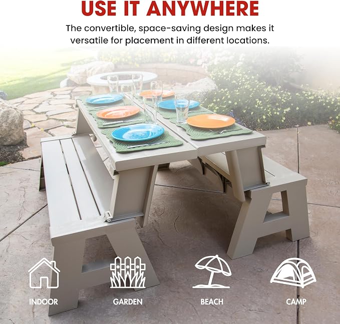 Convert-a-Bench Gen 1 2-in-1 Outdoor Convertible Bench to Picnic Table | - Image 7