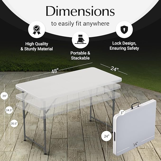 2 Pack of 4 Feet Foldable Table - Image 3