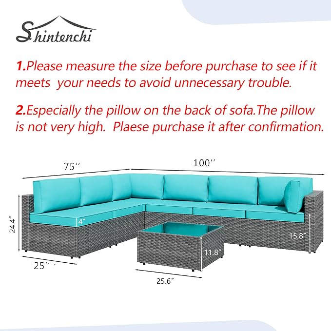 7 Piece Outdoor Patio Furniture Set, All Weather Conversation Set - Image 3
