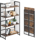 4NM No Assembly 4 Tiers Folding Bookshelf, 47.2" H Foldable Storage Shelves by 4NM