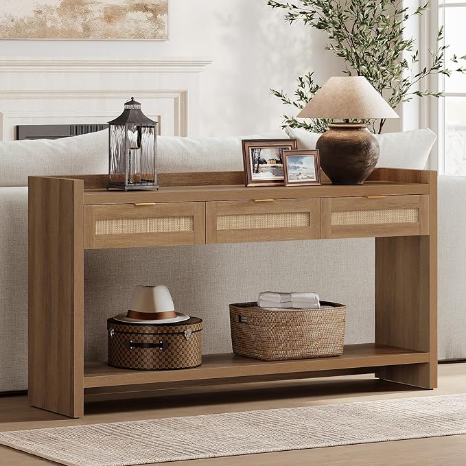 SICOTAS 60" Rattan Console Table Set of 2 - Image 7