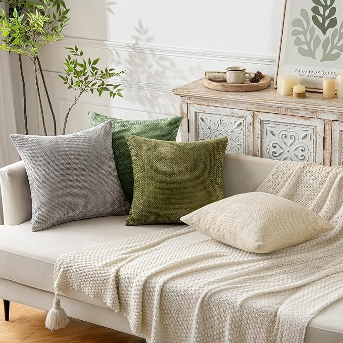 MIULEE Pack of 2 Couch Throw Pillow Covers 18x18 Inch Sage Green Modern Boho - Image 3