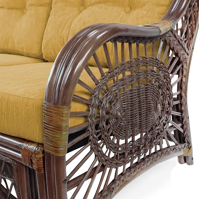 Malibu Lounge Set of 4: 2 Natural Rattan Wicker Chairs, Three-Seater Sofa - Image 8