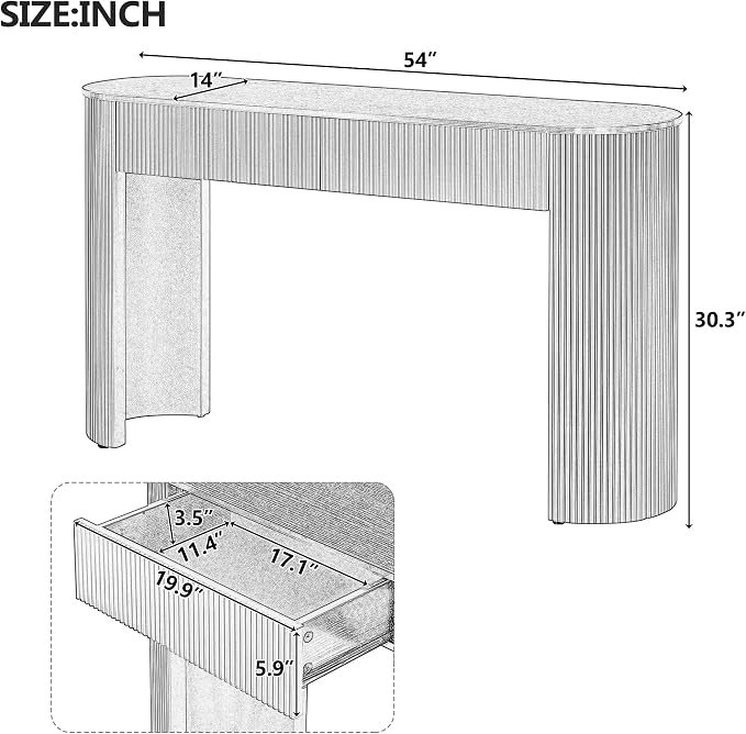 54" Console Table for Entryway, Modern Sofa Table Behind Couch - Image 2