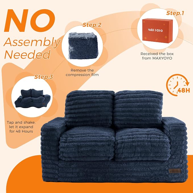 MAXYOYO Extra Wide Kids Bean Bag Chair, Comfy Faux Fur Bean Bag Sofa - Image 7