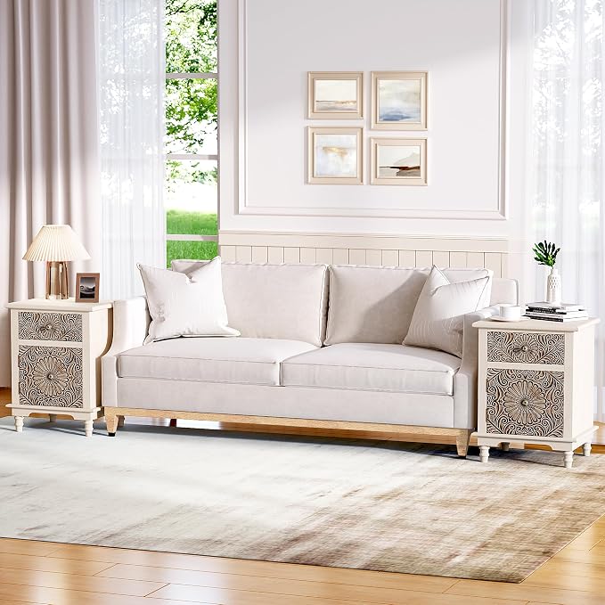 SUNBURY End Table Living Room Small Side Table w Drawer, 2-Tier MDF Living Room - Image 5