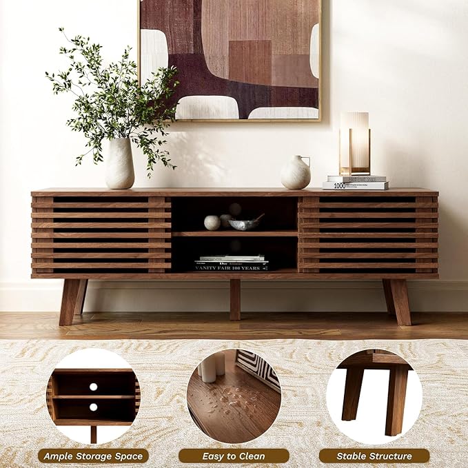 Furniway Mid Century Living Room Table Set of 4, Coffee Table, TV Stand and 2 - Image 8