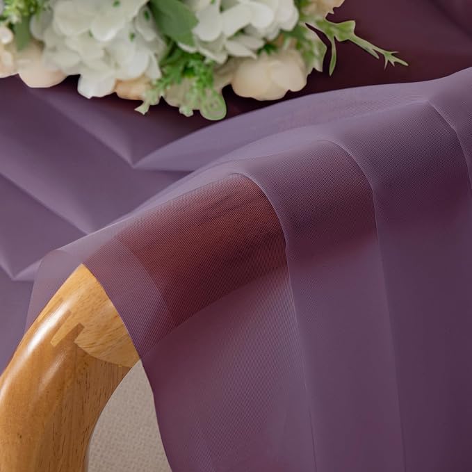 OWENIE Plum Sheer Curtains, Sheer Curtains 84 Inches Long 2 Panels Set - Image 8