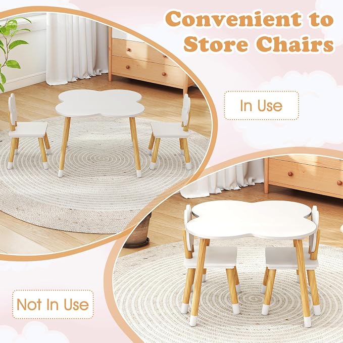 Costzon Kids Table and Chairs, Wooden Toddler Desk Set - Image 6