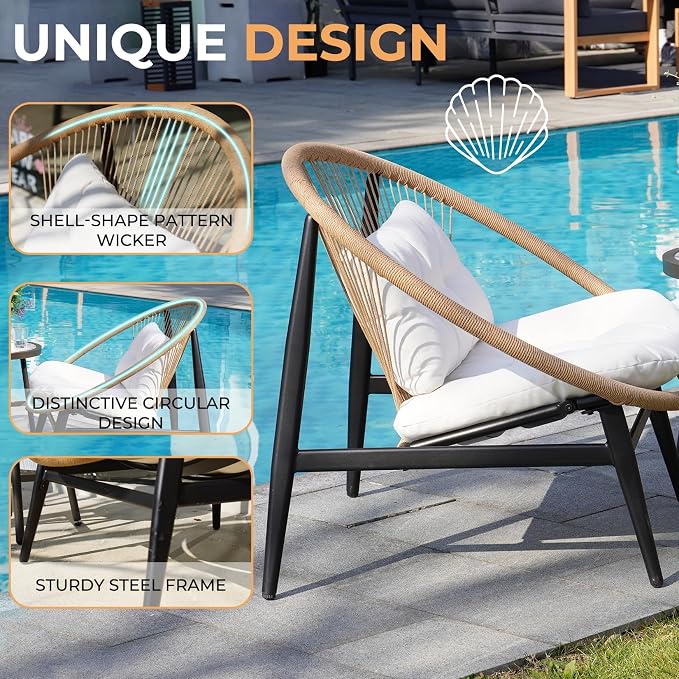 Grand patio Oversized Outdoor Chairs Set of 2, Wicker Patio Chairs - Image 2