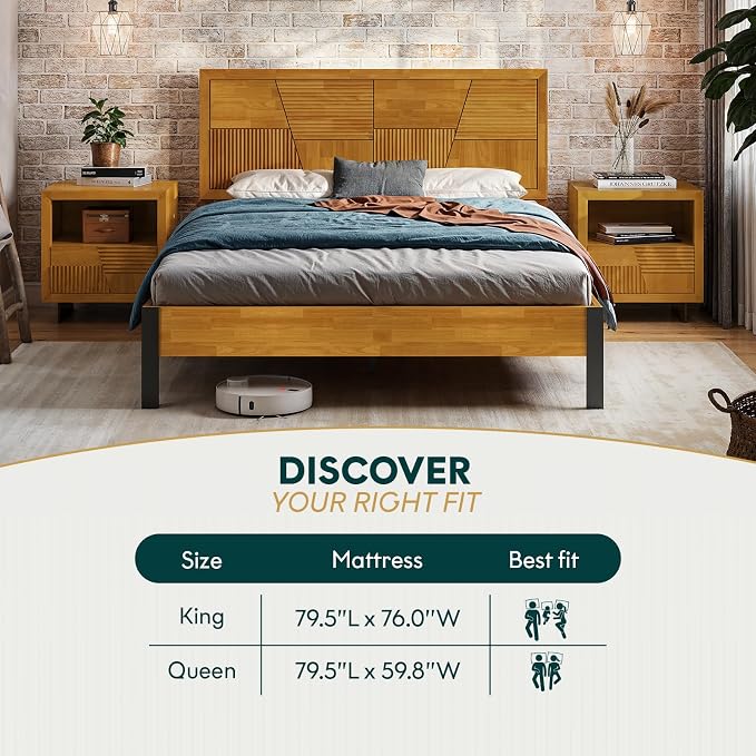 Bme Trapeze Queen Bed Frame – Modern Solid Wood Bed - Image 7