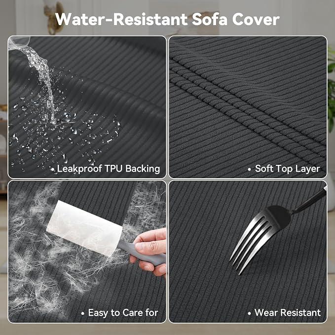 Waterproof Chair Cover with Arms 2-Piece Set Striped Slipcover - Image 3