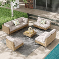 JOYURE 9 Piece Wicker Patio Furniture Set, Outdoor Conversation Sectional Sofa by JOYURE