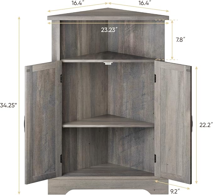 Smuxee Bathroom Corner Storage Cabinet, Farmhouse Floor Corner Cabinet - Image 2