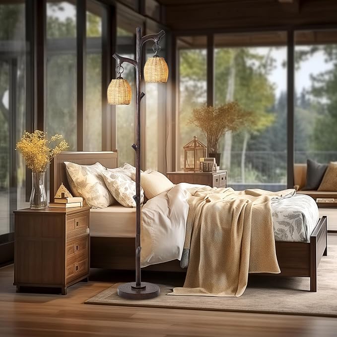 Scenekoy 68" High Farmhouse Rustic Country Cottage Floor Lamp Tree Trunk Faux - Image 5