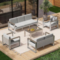 Aluminum Outdoor Patio Furniture Set, 7 Seats Outdoor Patio Conversation Sets by ComfCove
