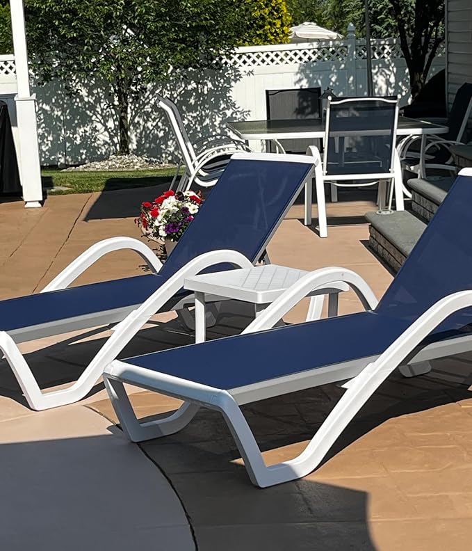 PURPLE LEAF Patio Chaise Lounge Chair Set of 3 Outside Aluminum Plastic by PURPLELEAF