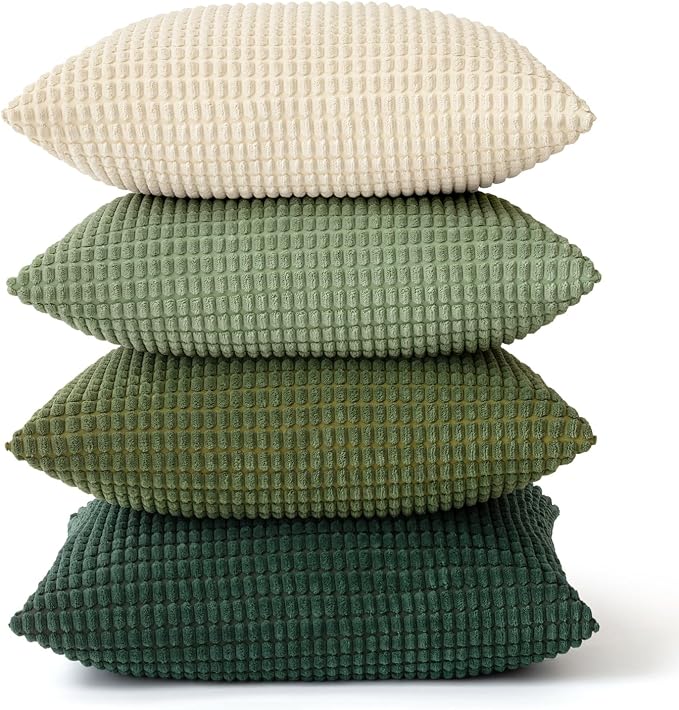 MIULEE Natural Green Pillow Covers 18x18 Inch Set of 4 Spring Modern Nordic - Image 6