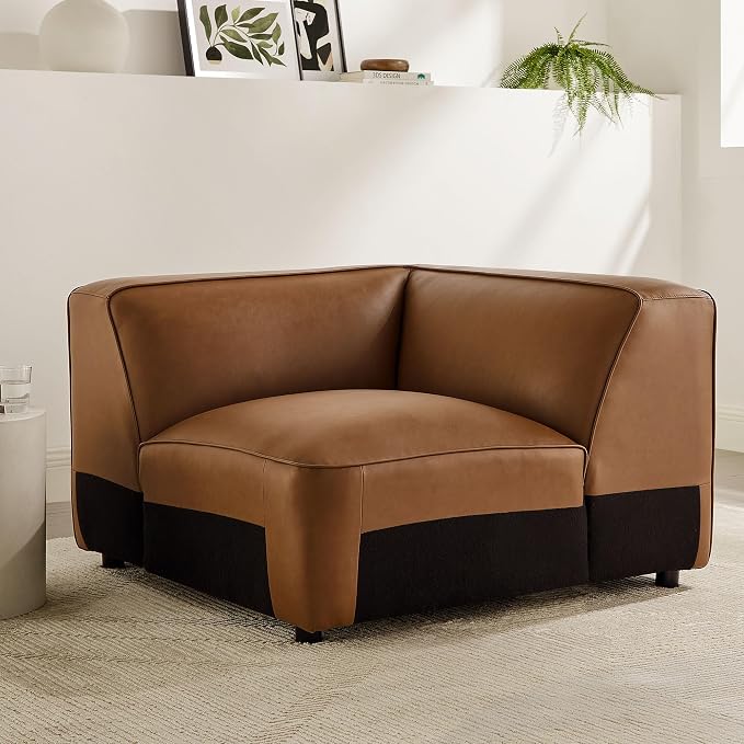 Modway Auren Vegan Leather Corner Modular Chair in Coffee - Image 2