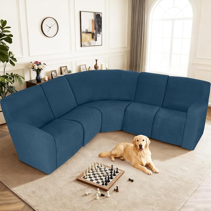 ALIECOM 100% Waterproof Recliner Sectional Couch Covers L Shape Stretch Corner - Image 2