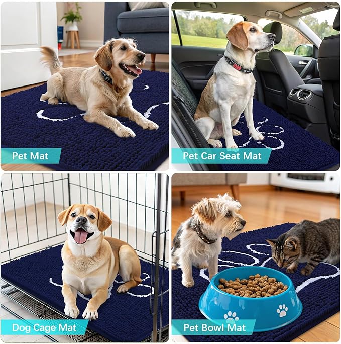 OLANLY Dog Door Mat for Muddy Paws 36x24, Paw Print Design, Absorbs Moisture - Image 7