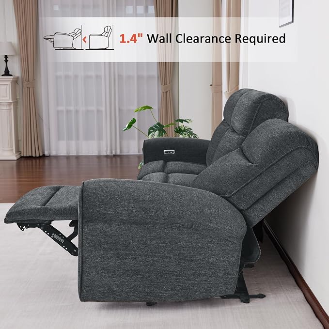 MCombo 87.8" Wall Hugger Power Reclining Sofa, 3-Seat Triple Recliner Couch - Image 4
