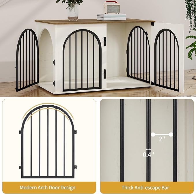 39.4" Wooden Dog Crate Furniture, Indoor Dog Kennel Dogs Cage - Image 3