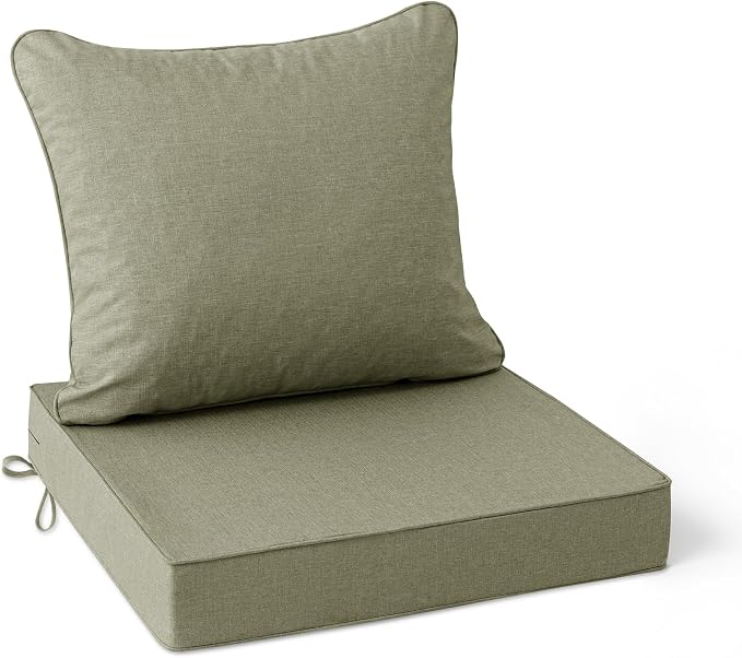 Summsun Water Resistant Outdoor Chair Cushions, Faux Linen Backrest and Seat by SUMMSUN