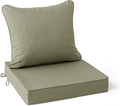Summsun Water Resistant Outdoor Chair Cushions, Faux Linen Backrest and Deep by SUMMSUN