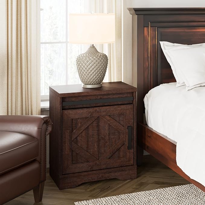 WAMPAT 24.3" H End Table for Living Room, Rustic Nightstand - Image 4