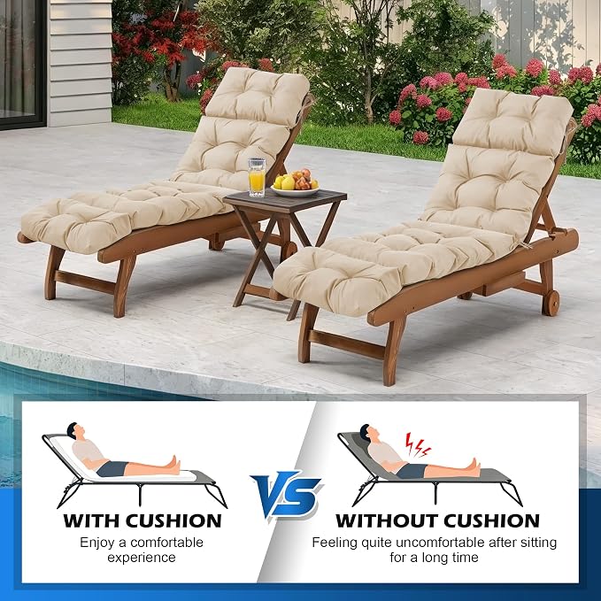 Chaise Lounge Cushions Outdoor, Waterproof & Fade Resistant Patio Lounge Chair - Image 6