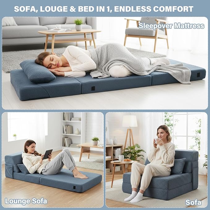 Tiita Convertible Folding Sofa Bed Single Size - Image 4