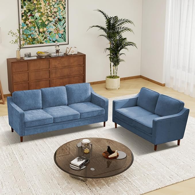 Kingfun Living Room Furniture Sets, 3 Seater Couch and Loveseat, Mid Century by KINGFUN-Anexcitingoption