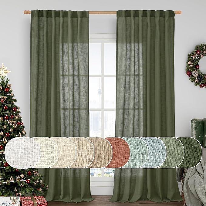 LAMIT Olive Green Linen Curtains by LAMIT
