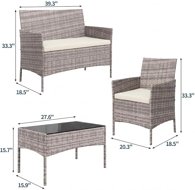 GarveeLife 4-Piece Patio Furniture Set, Rattan Outdoor Furniture - Image 2