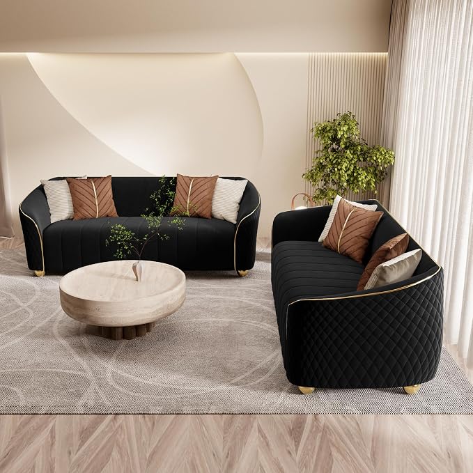 2-Piece Luxury Velvet Sofa Set for Living Room, Elegant Design Couch Set - Image 3