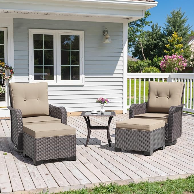 ALAULM 5-Piece Outdoor Swivel Rocking Chair Set by ALAULM