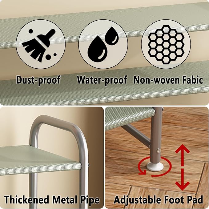 INGIORDAR Shoe Rack 2 Tier Long Storage Organizer Wide Metal Shoe Shelf - Image 6