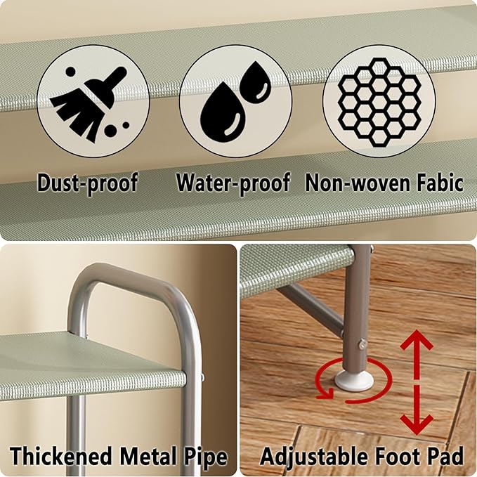 INGIORDAR Shoe Rack 3 Tier Long Storage Organizer Wide Metal Shoe Shelf - Image 6