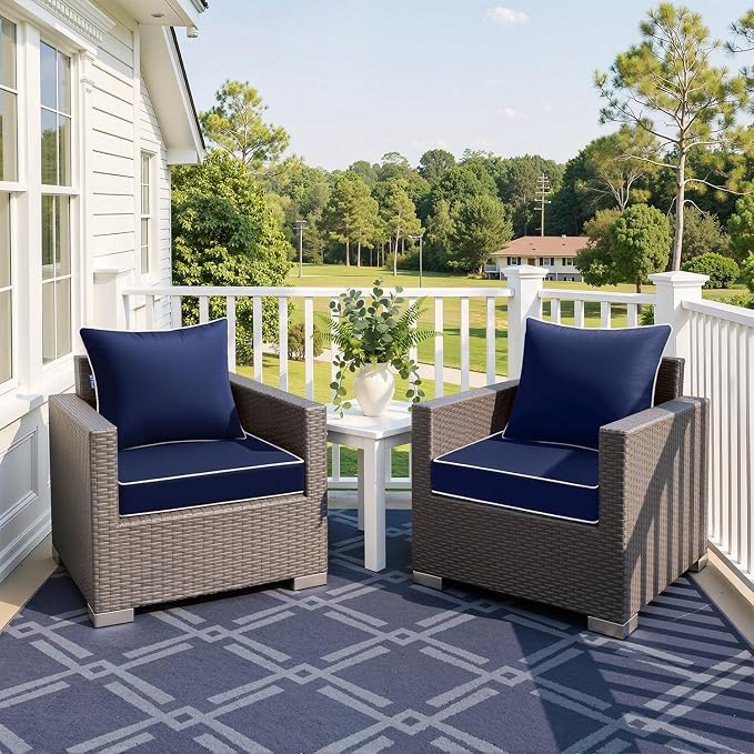 MIULEE Navy Outdoor Seat Cushion 22x22 Inch Waterproof & 3 Year Fade Resistant - Image 2