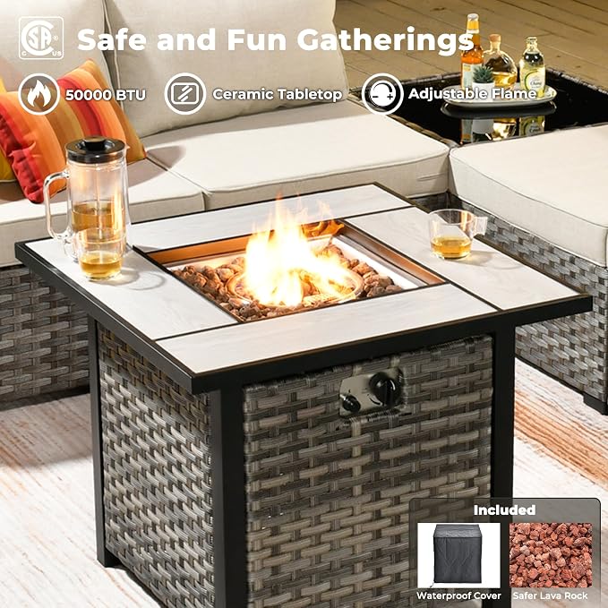 ovios 7 Pieces Patio Furniture Set, Outdoor Wicker Sectional Sofa - Image 6